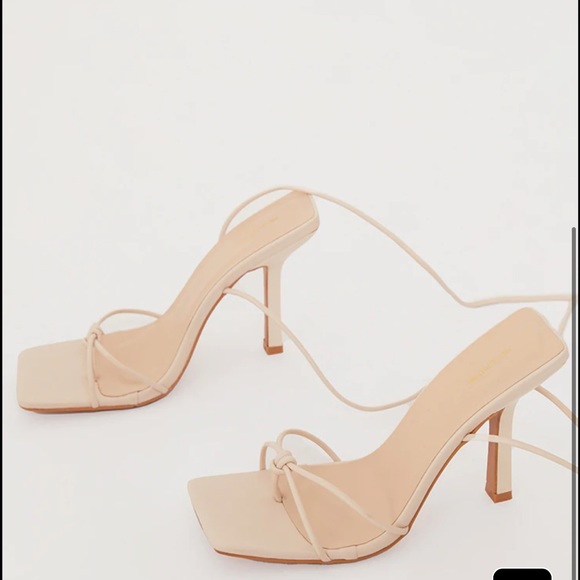 Knot Detail Toe Lace Up High Heeled Sandals - Picture 2 of 3